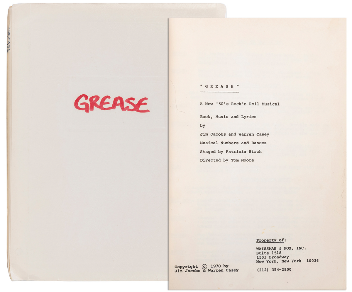 ORIGINAL BROADWAY "GREASE" SCRIPT 1970 First Release of Theatre Play Black Cat Caboodle