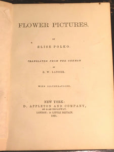 FLOWER PICTURES - Polko, 1st Ed 1861 ILLUSTRATED FLOWER PLANT FLORAL MEANINGS
