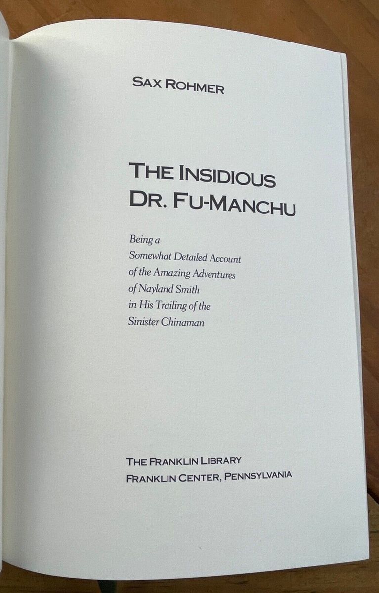 INSIDIOUS DR. FU-MANCHU - Franklin Library Mystery Collector's Ed, Ful ...