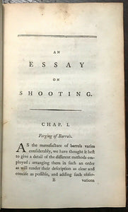 ESSAY ON SHOOTING - SIR JOHN ACTON, 1791 HUNTING GAME GUN MANUFACTURE PARTS