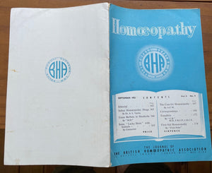 HOMOEOPATHY - BRITISH HOMOEOPATHIC ASSN - ALTERNATIVE NATURAL MEDICINE Sept 1952