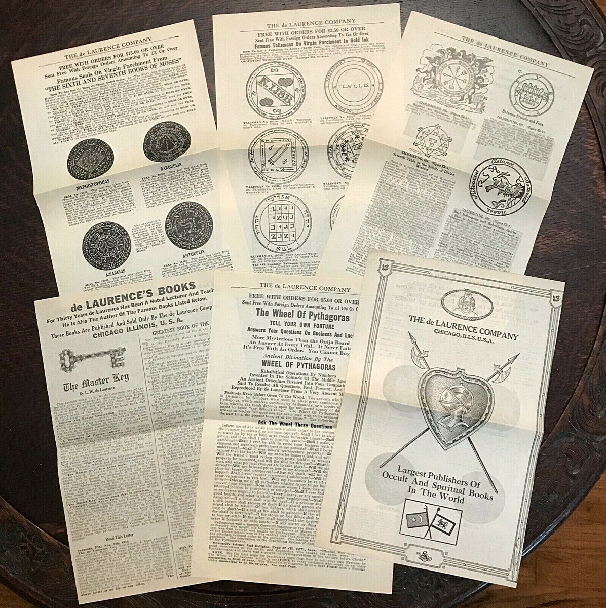 1920s DE LAURENCE OCCULT CATALOG ADS TALISMANS SEALS DIVINATION ANGE