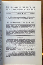 1975 JOURNAL OF AMERICAN SOCIETY FOR PSYCHICAL RESEARCH ASPR - ESP, OUT OF BODY