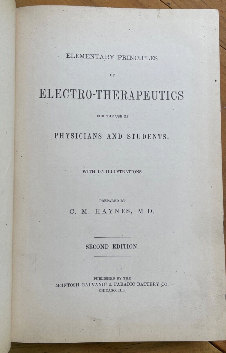 PRINCIPLES OF ELECTROTHERAPEUTICS Haynes 1884 QUACK MEDICINE ELEC Black Cat Caboodle