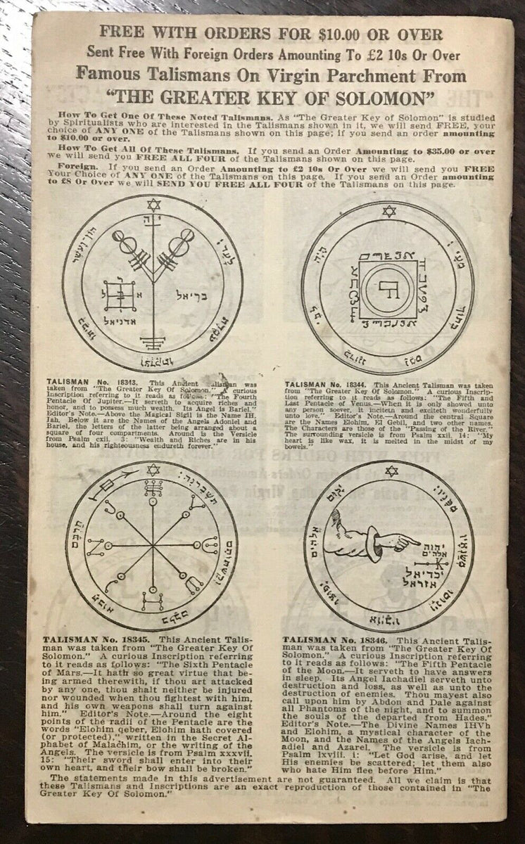 1920s VERY RARE DE LAURENCE OCCULT CATALOG THE MASTER KEY & ADVERTIS