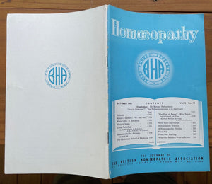HOMOEOPATHY - BRITISH HOMOEOPATHIC ASSN - ALTERNATIVE NATURAL MEDICINE, Oct 1952