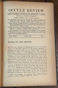 THE OCCULT REVIEW - Vol 26 (6 Issues), 1917 - A.E. WAITE, WITCHCRAFT, DIVINATION