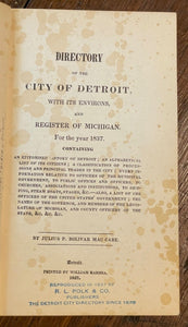 DIRECTORY OF THE CITY OF DETROIT WITH ITS ENVIRONS (1837) - 1st Reprint Ed, 1937