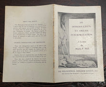 INTRODUCTION TO DREAM INTERPRETATION - Manly P. Hall, 1955 - DREAMS SYMBOLS