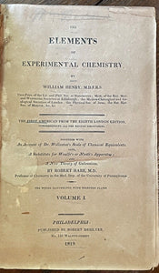 ELEMENTS OF EXPERIMENTAL CHEMISTRY - Henry, 1st 1819 - DALTONIAN ATOMS SCIENCE