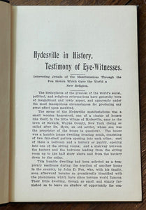 HYDESVILLE IN HISTORY - 1st 1917 - FOX SISTERS SPIRITUALISM SPIRITS AFTERLIFE