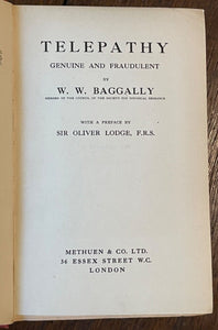 TELEPATHY: GENUINE & FRAUDULENT - 1st 1917 - ESP, MIND READING, OCCULT