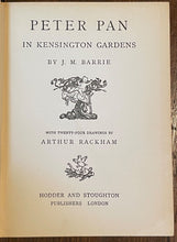 PETER PAN IN KENSINGTON GARDENS - Barrie, 1913 - ARTHUR RACKHAM Illustrations