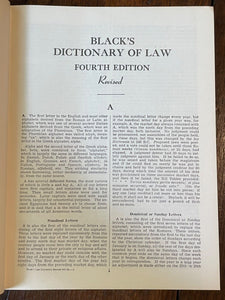 BLACK'S LAW DICTIONARY WITH PRONUNCIATION GUIDE - 4th Edition, 1968