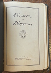 MYSTERY OF MYSTERIES - Rader, 1931 - CHRISTIAN MYSTICISM SECRET LANGUAGE SIGILS