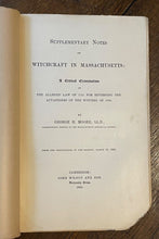 SUPPLEMENTARY NOTES ON WITCHCRAFT - Moore, 1st 1884 - MASSACHUSETTS WITCH TRIALS