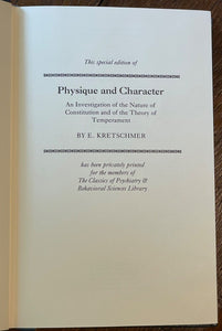 PHYSIQUE & CHARACTER - Kretschmer,  Ltd & 1st Ed, 1990  - PSYCHOLOGY, PHRENOLOGY