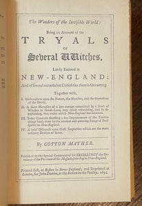 WONDERS OF THE INVISIBLE WORLD - Cotton Mather, 1st 1862 WITCHCRAFT WITCH TRIALS