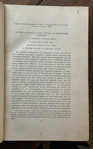 INVESTIGATIONS ON THE CONTROL OF HOOKWORM DISEASE - Cort, 1st 1925 - SIGNED