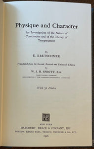 PHYSIQUE & CHARACTER - Kretschmer,  Ltd & 1st Ed, 1990  - PSYCHOLOGY, PHRENOLOGY