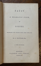 FAUST: A DRAMATIC POEM BY GOETHE - Hayward, 1856 - POETRY PACT WITH DEVIL