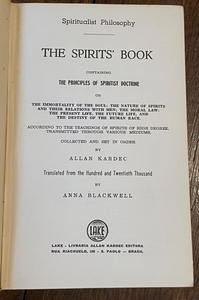 THE SPIRITS' BOOK - Allan Kardec, 1st 1972 SPIRITUALISM SPIRITS IMMORTALITY SOUL