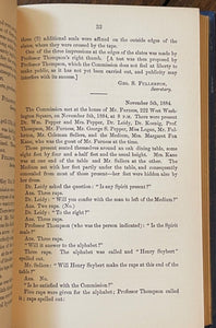 THE SEYBERT COMMISSION ON SPIRITUALISM - 1st 1887 - SPIRITS SUPERNATURAL EVENTS