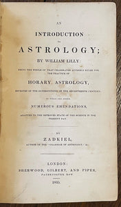 WILLIAM LILLY + ZADKIEL, INTRODUCTION TO ASTROLOGY - 1st, 1835 - ZODIAC PROPHECY