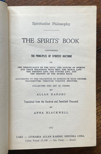THE SPIRITS' BOOK - Allan Kardec, 1st 1972 SPIRITUALISM SPIRITS IMMORTALITY SOUL