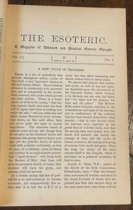 THE ESOTERIC: ADVANCED & PRACTICAL ESOTERIC THOUGHT - Butler, 1st 1888 - OCCULT