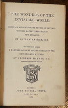 WONDERS OF THE INVISIBLE WORLD - Cotton Mather, 1st 1862 WITCHCRAFT WITCH TRIALS