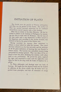 INITIATION OF PLATO - Manly P. Hall, 1st 1967 - SCARCE FREEMASONRY, MYSTERIES