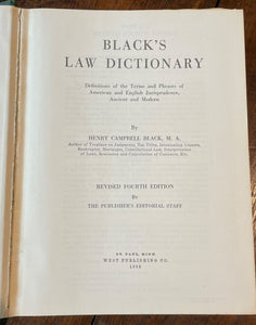 BLACK'S LAW DICTIONARY WITH PRONUNCIATION GUIDE - 4th Edition, 1968