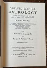 SIMPLIFIED SCIENTIFIC ASTROLOGY - Max Heindel, 1928 - ROSICRUCIAN, DIVINATION