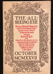MANLY P. HALL - THE ALL-SEEING EYE, 1927 - OCCULT MYSTICISM SPIRITISM MAGAZINE