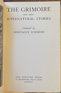 THE GRIMOIRE - Montague Summers, 1st 1936 - GHOSTS GOTHIC SUPERNATURAL STORIES