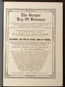 GREATER KEY OF SOLOMON - Mathers, De Laurence, 1914 - INVOCATION MAGICK GRIMOIRE