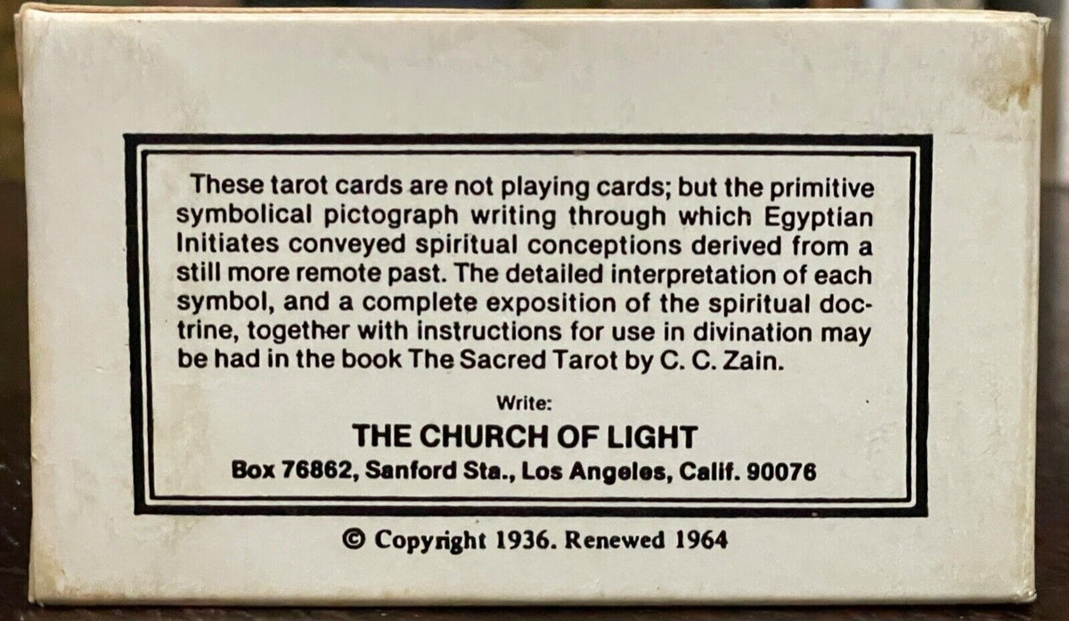 BROTHERHOOD OF LIGHT EGYPTIAN TAROT CARDS - Church of Light, 1964 - UN