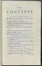 1733 - STATICAL ESSAYS CONTAINING HAEMASTATICKS - Hales, MEDICINE BLOOD PIONEER
