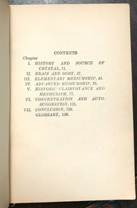 1925 CRYSTAL GAZING - HYPNOTISM TELEPATHY OCCULT DIVINATION FORTUNE TELLING