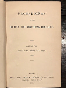 1892 - SOCIETY FOR PSYCHICAL RESEARCH - OCCULT SPIRITUALISM MAGIC GHOSTS PSYCHIC