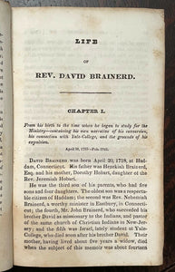 LIFE OF DAVID BRAINERD - 1830s EVANGELISM DIARY MISSIONARY TO NATIVE AMERICANS