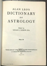 ALAN LEO'S DICTIONARY OF ASTROLOGY - 1st, 1929 - ASTROLOGICAL TERMS ZODIAC