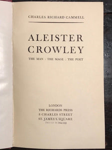 ALEISTER CROWLEY: The Man, The Mage, The Poet - Charles Cammell, 1st 1962 OCCULT