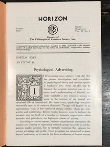 MANLY P. HALL - HORIZON JOURNAL - Full Last FINAL YEAR, 1958 - PHILOSOPHY OCCULT