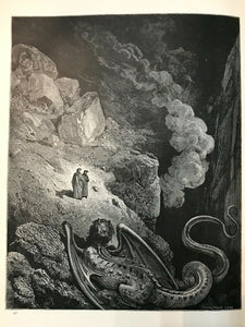 1880s DANTE'S INFERNO, Gustave Dore HELL SATAN DEVIL DAMNED - Large FOLIO 13.5"