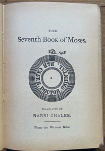 6th & 7th BOOKS OF MOSES, OR MOSES' MAGICAL SPIRIT ART - MAGICK GRIMOIRE, 1880