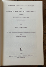 QUELLEN & UNTERSUCHUNGEN ZUR GESCHICHTE DES HEXENWAHNS - 1st 1963 - WITCHCRAFT