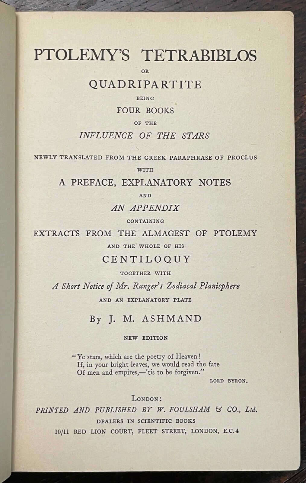 O carte pe zi - Claudius Ptolemeu, Tetrabiblos 