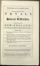 WONDERS OF THE INVISIBLE WORLD - MATHER, 1862 WITCHES WITCHCRAFT TRIALS SATAN